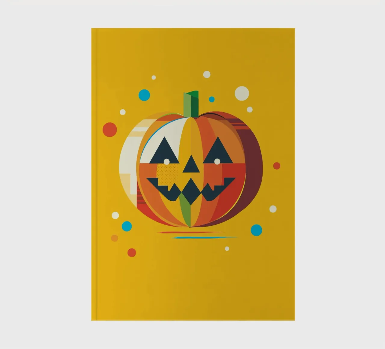Zucca di Halloween geometrica e colorata con un viso allegro diario da namosh