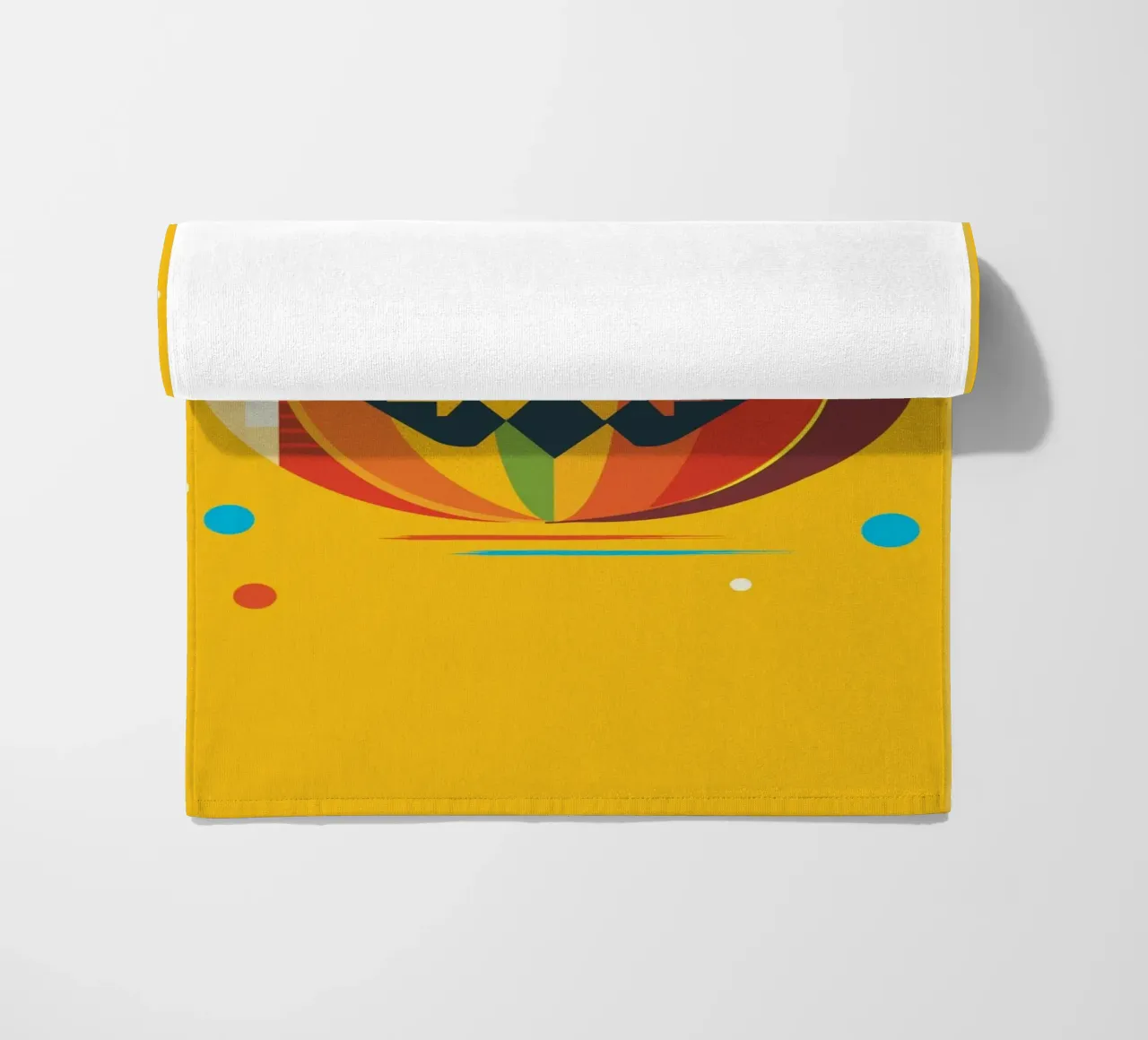 Zucca di Halloween geometrica e colorata con un viso allegro telo mare da namosh
