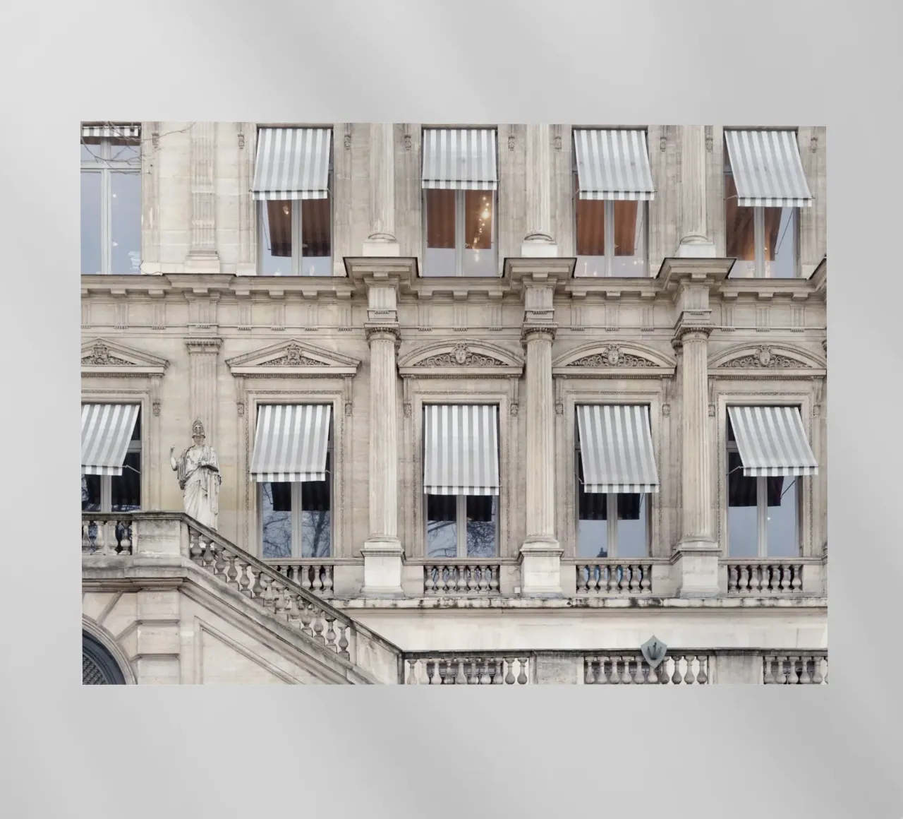 Paris Building with Striped Awning pellicola backlit da GraceDigitalArtCo