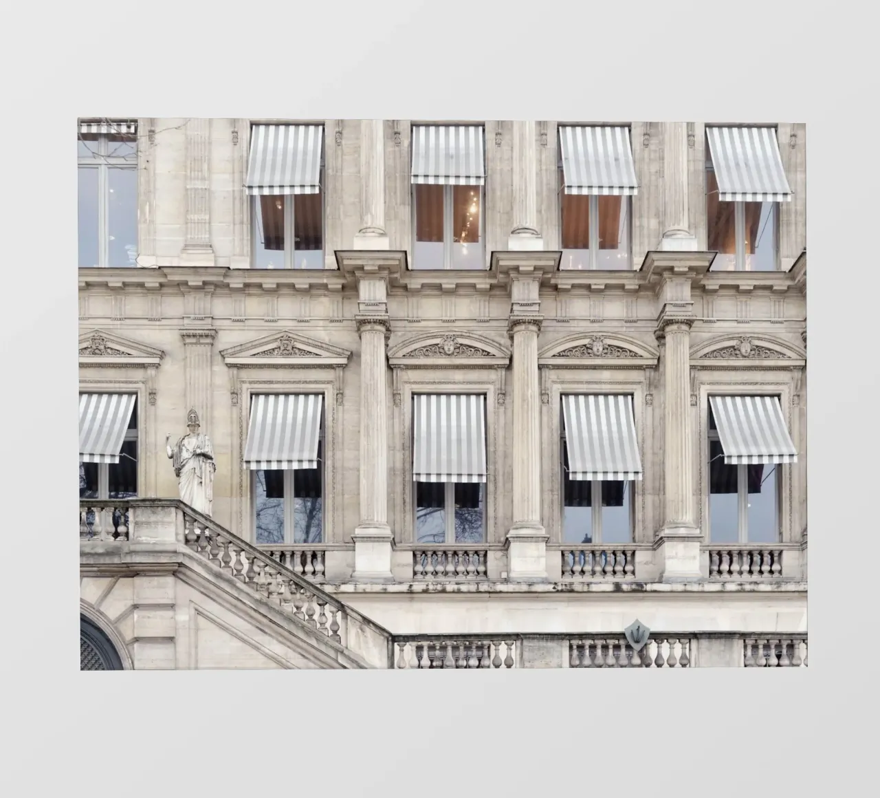 Paris Building with Striped Awning pellicola backlit da GraceDigitalArtCo
