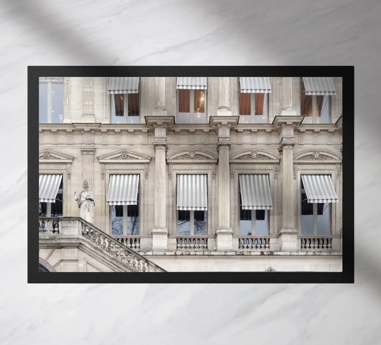 Paris Building with Striped Awning zerbino da GraceDigitalArtCo