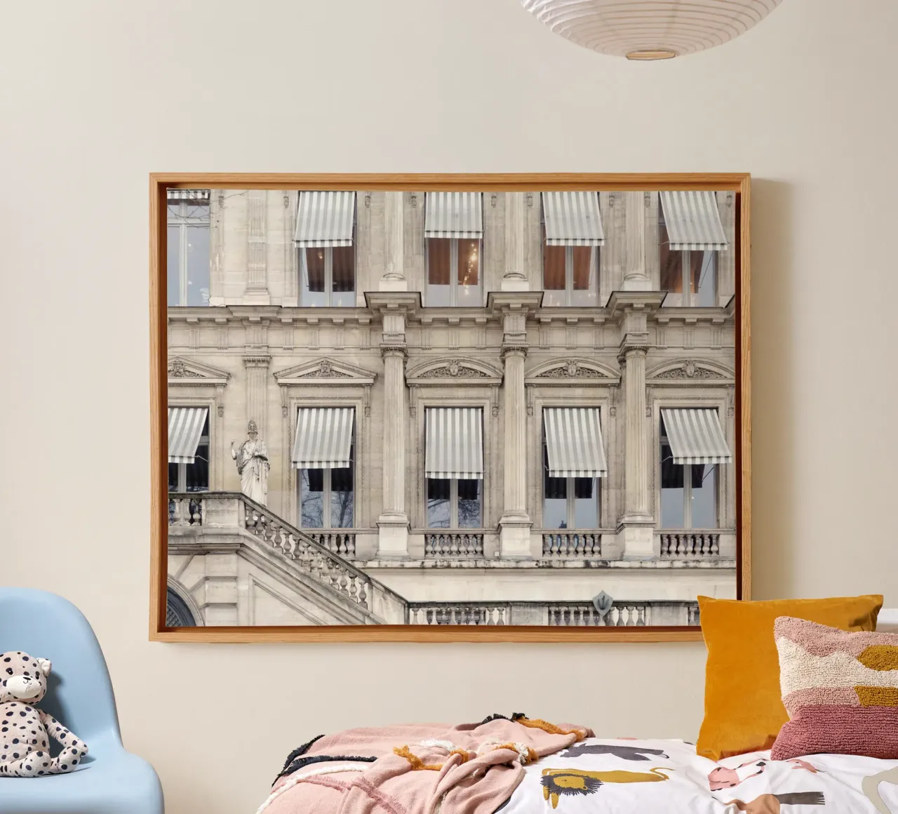 Paris Building with Striped Awning canvas by GraceDigitalArtCo