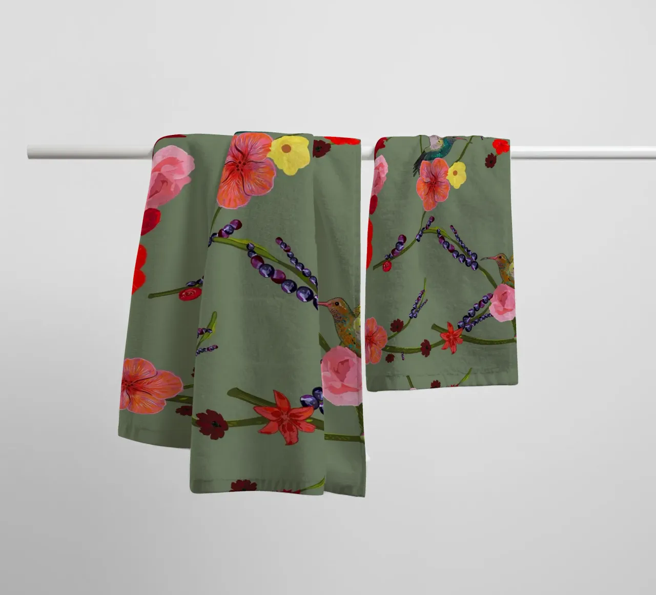 Bird with hibiscus towel by gulsengunel