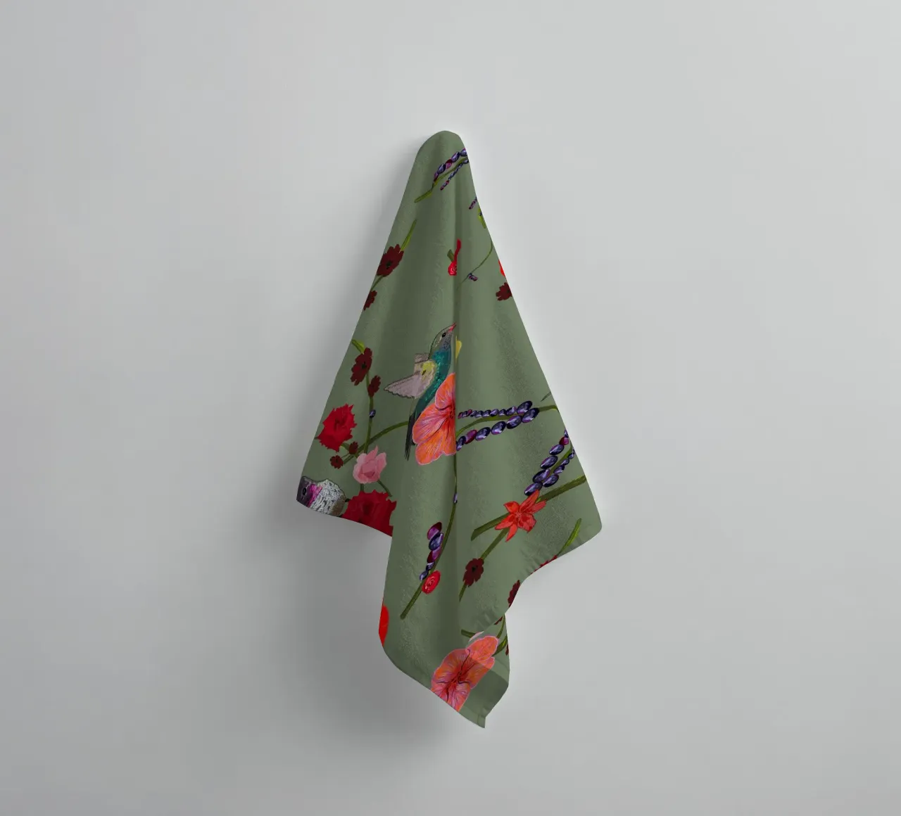Bird with hibiscus towel by gulsengunel