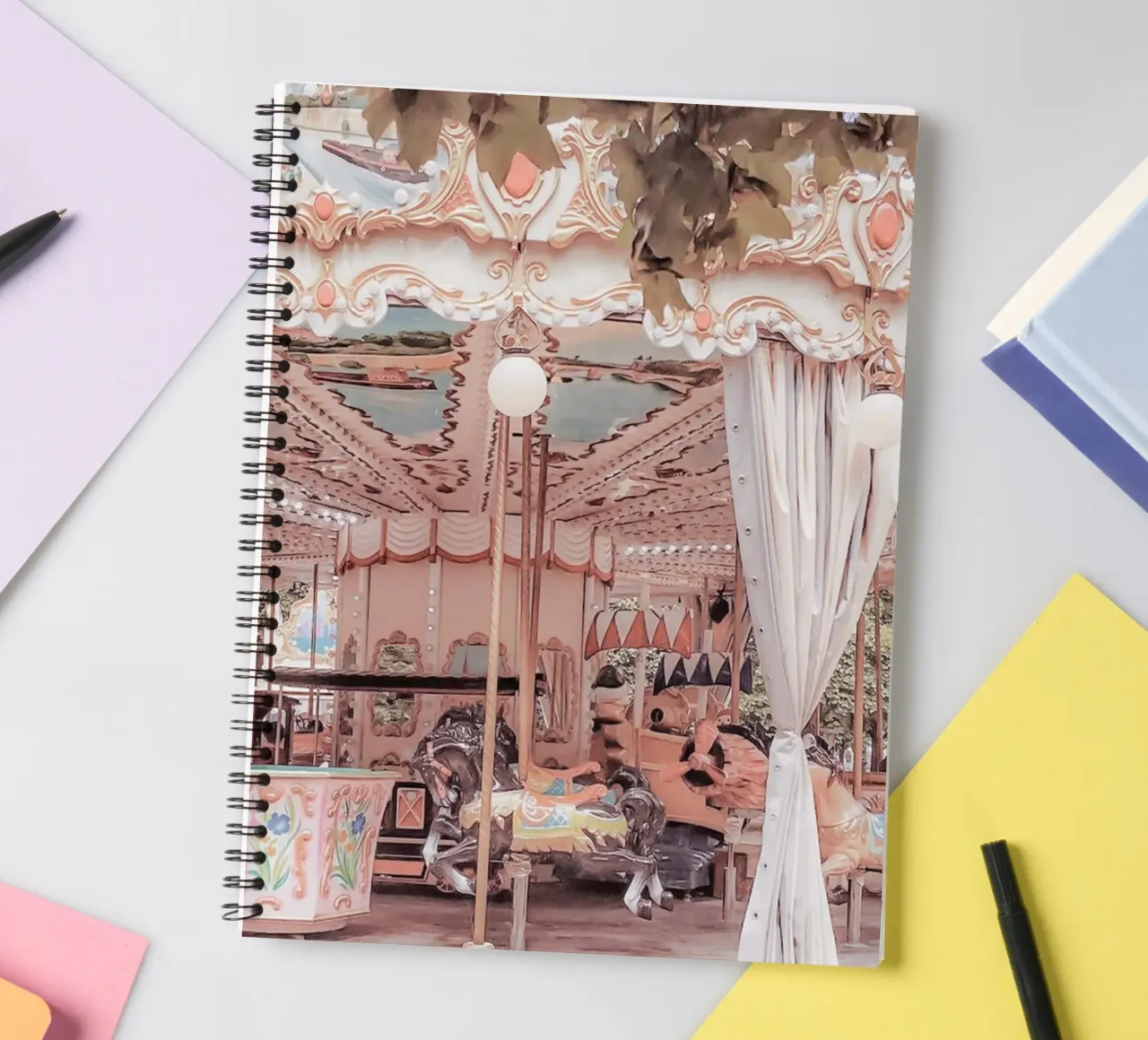 Paris Carousel in the Tuileries Garden spiral notebook by GraceDigitalArtCo
