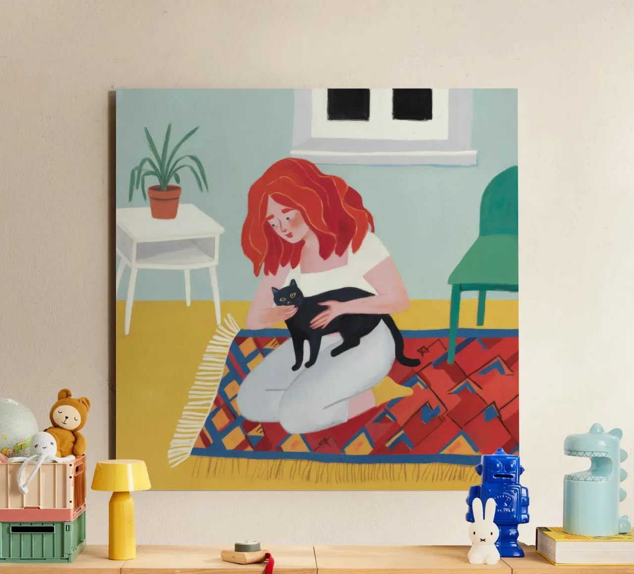 Coccole giocose sul tappeto alluminio dibond da Chroma Haven