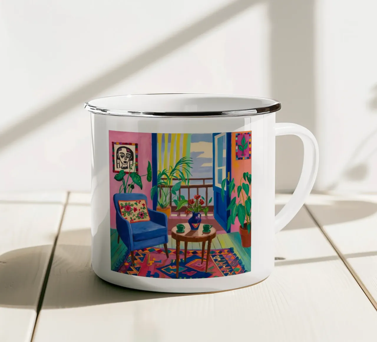 Angolo dei fiori eclettici tazza in smalto da Lumi Eyes