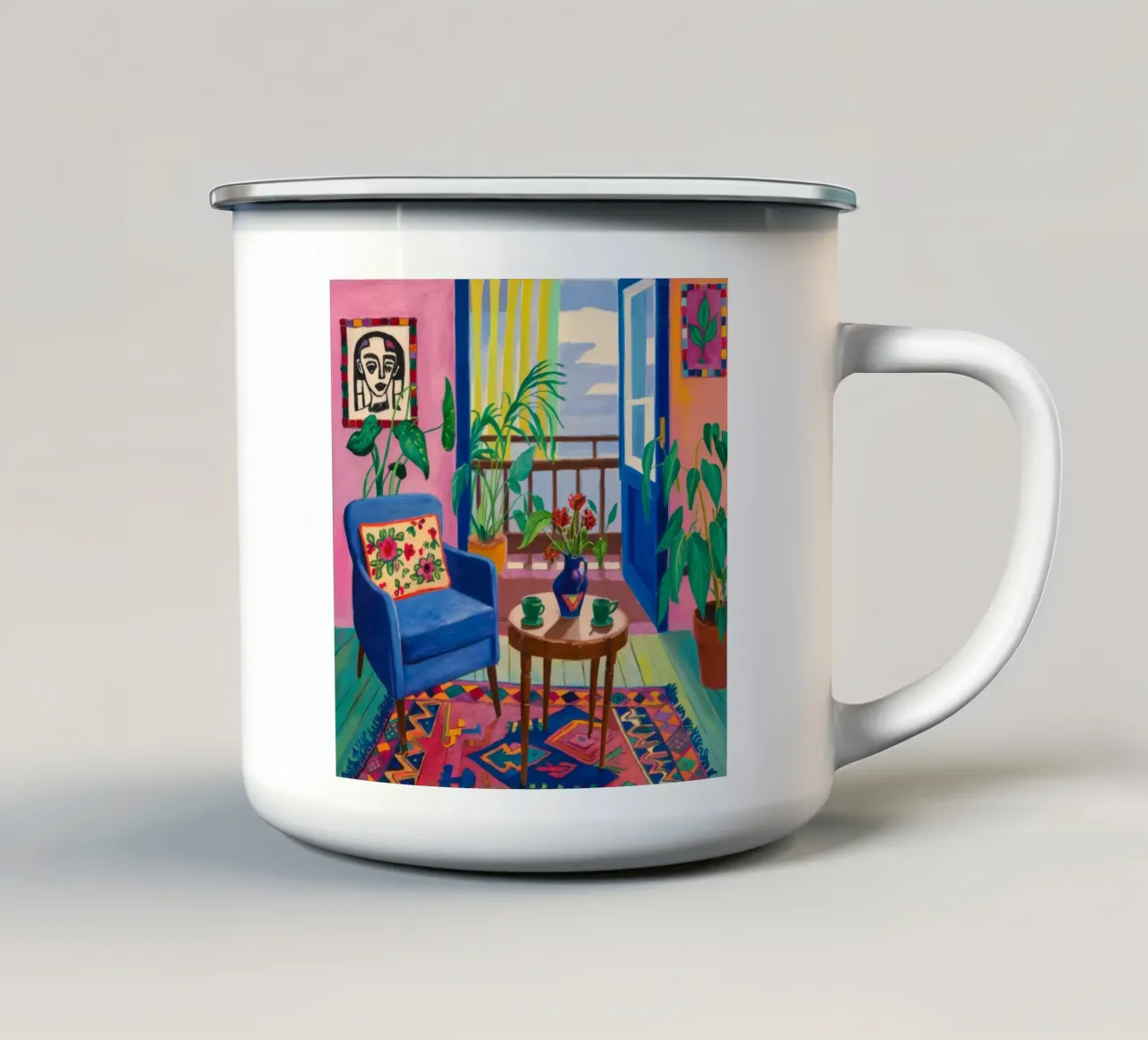 Angolo dei fiori eclettici tazza in smalto da Lumi Eyes
