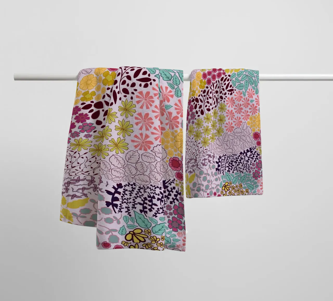 Colorful hand drawn ditsy retro towel by gulsengunel