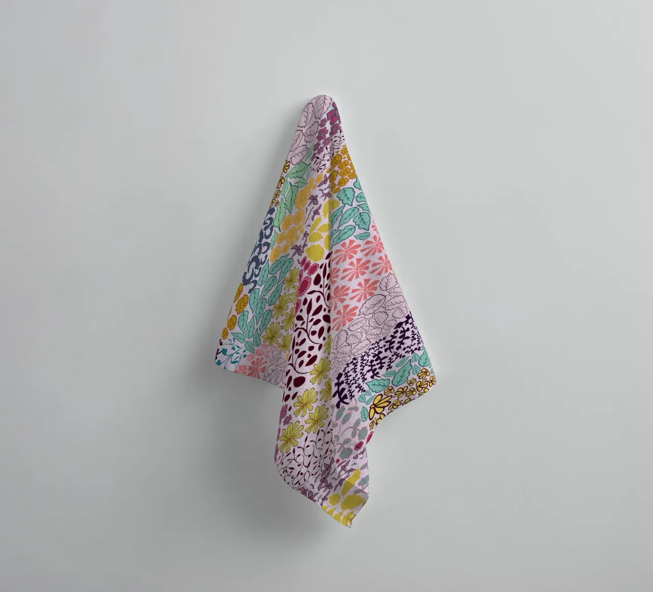 Colorful hand drawn ditsy retro towel by gulsengunel
