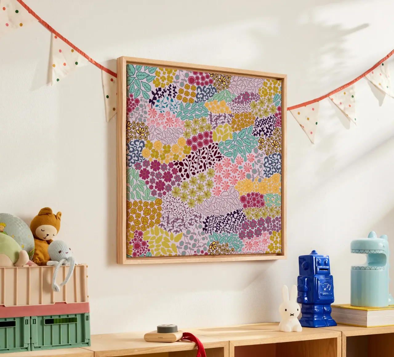 Kleurrijke handgetekende ditsy retro canvas met Baklijst van gulsengunel