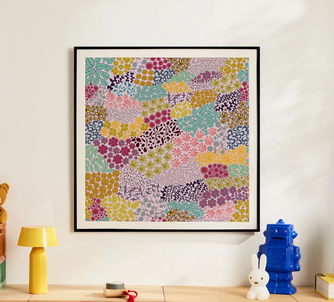 Colorato disegno a mano di un'immagine retrò poster con telaio in alluminio da gulsengunel
