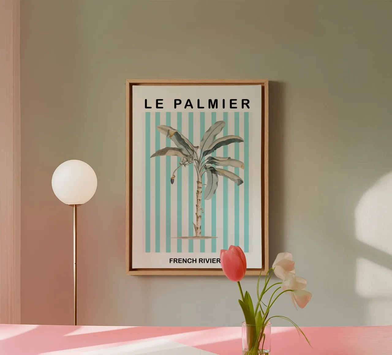 Le Palmier Striped Palm Tree tela con Cornice a cassetta da GraceDigitalArtCo