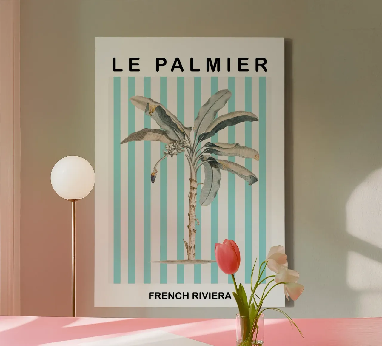 Le Palmier Striped Palm Tree tela con Cornice a cassetta da GraceDigitalArtCo