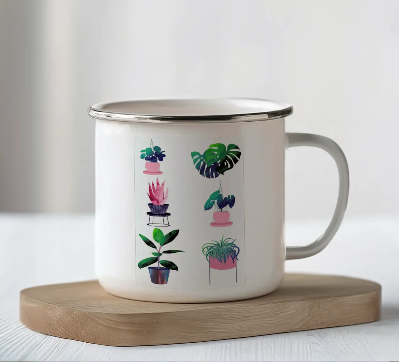 Pink and Green Houseplants tazza in smalto da Rocket68