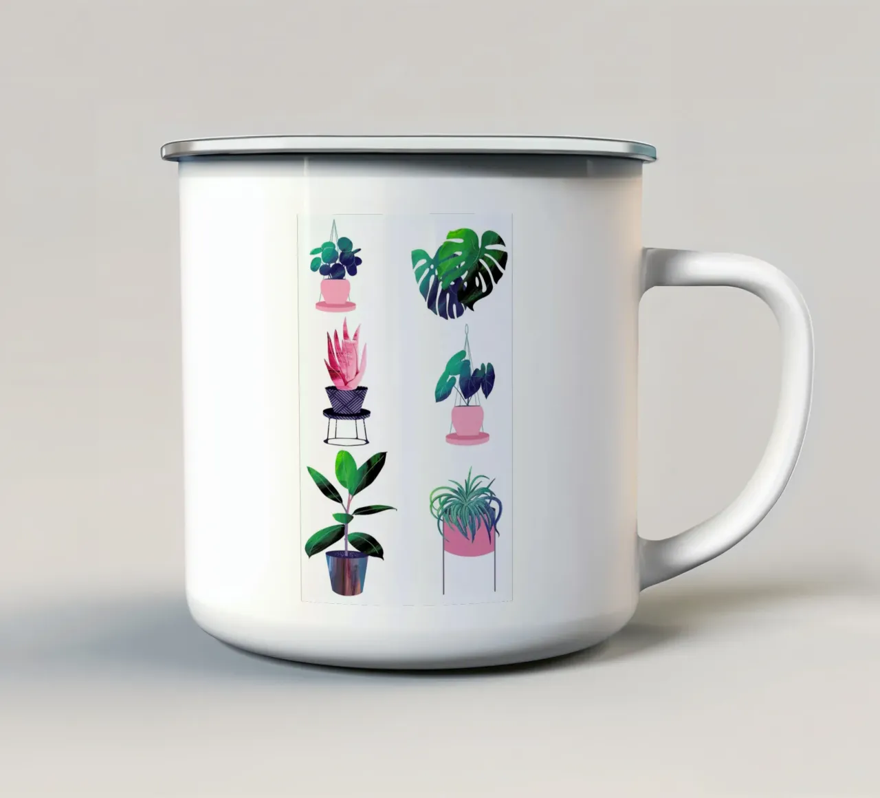 Pink and Green Houseplants tazza in smalto da Rocket68