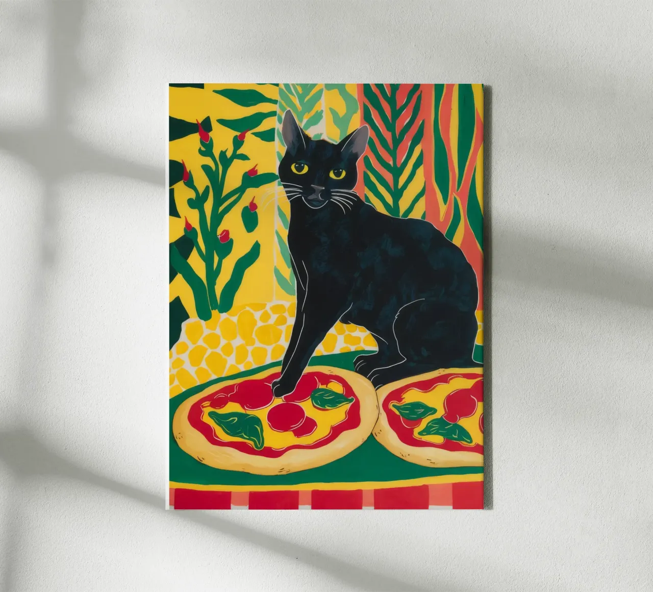 Noir Pizza Feline canvas by Lumi Eyes