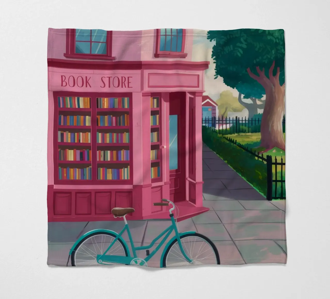 Rosa Buchhandlung Fahrrad Fleecedecke von Chroma Haven
