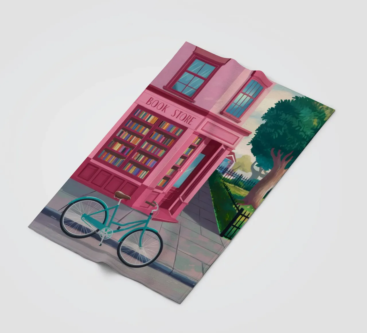 Rosa Buchhandlung Fahrrad Fleecedecke von Chroma Haven