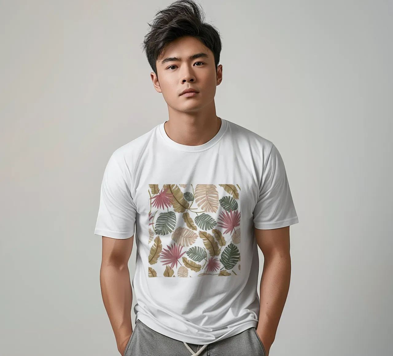 Nature color hand drawn leaves t-shirt by gulsengunel