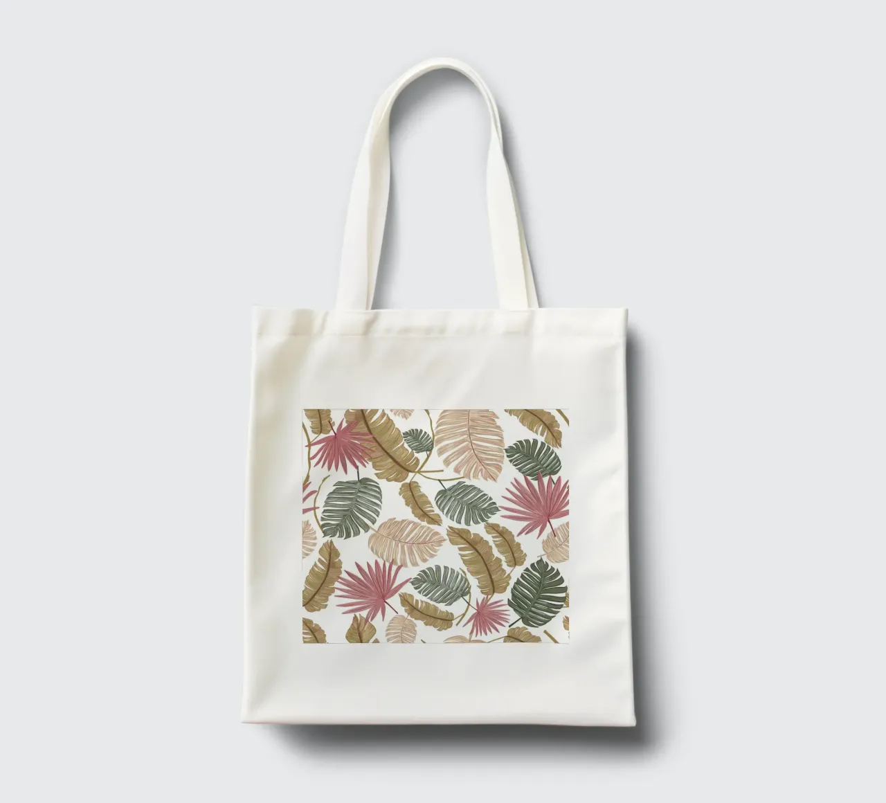 Nature color hand drawn leaves tote bag by gulsengunel