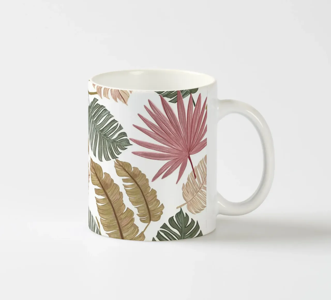 Natura colore foglie disegnate a mano tazza in ceramica da gulsengunel