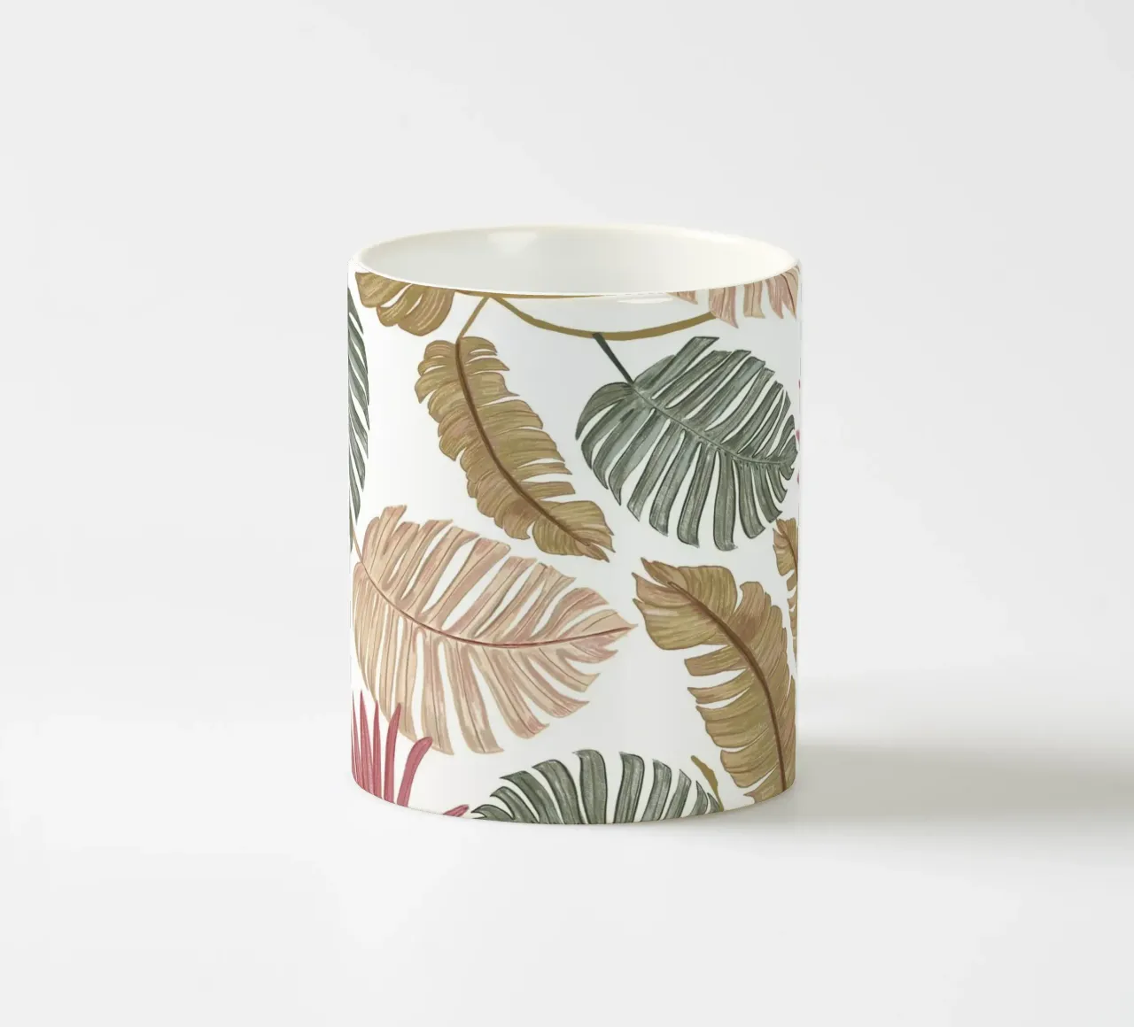 Natura colore foglie disegnate a mano tazza in ceramica da gulsengunel