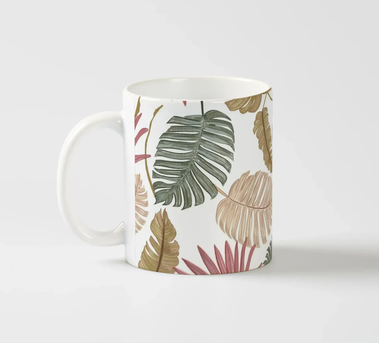 Natura colore foglie disegnate a mano tazza in ceramica da gulsengunel