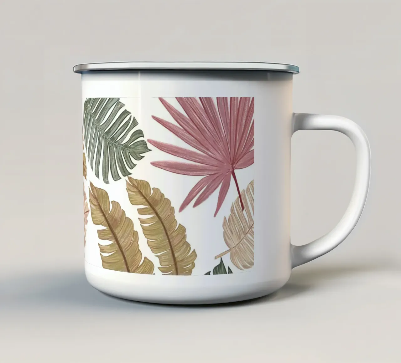 Natura colore foglie disegnate a mano tazza in smalto da gulsengunel