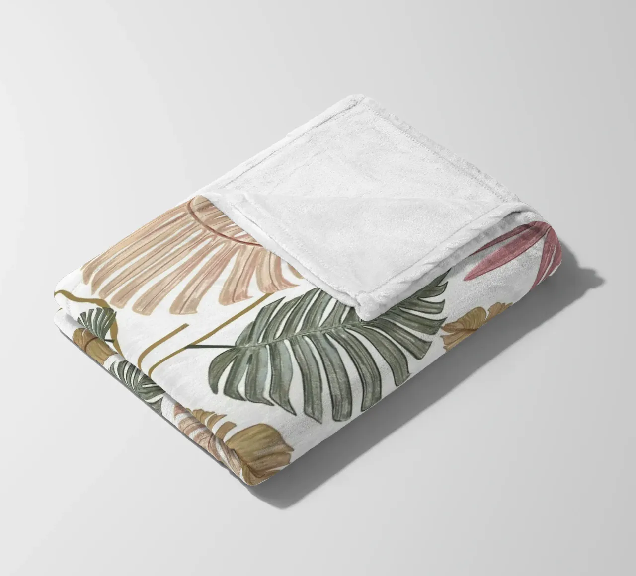Nature color hand drawn leaves fleece blanket by gulsengunel