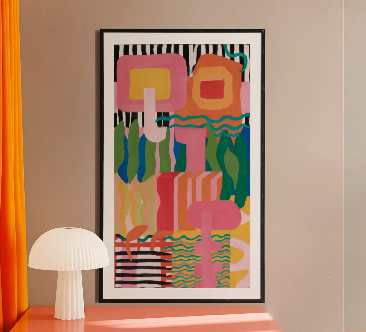 Festa geometrica astratta poster con telaio in alluminio da Chroma Haven