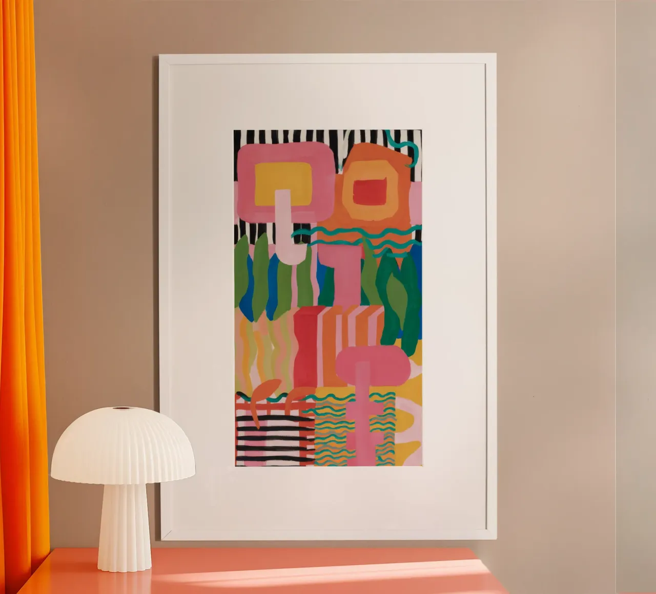 Festa geometrica astratta poster con telaio in alluminio da Chroma Haven