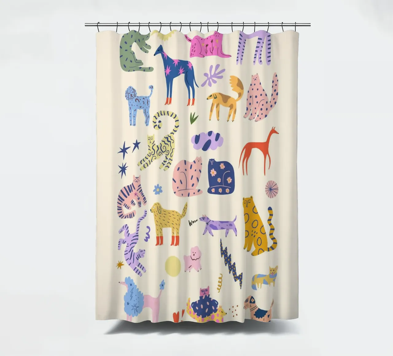Gatti e cani tenda da doccia da Rose Beck Art
