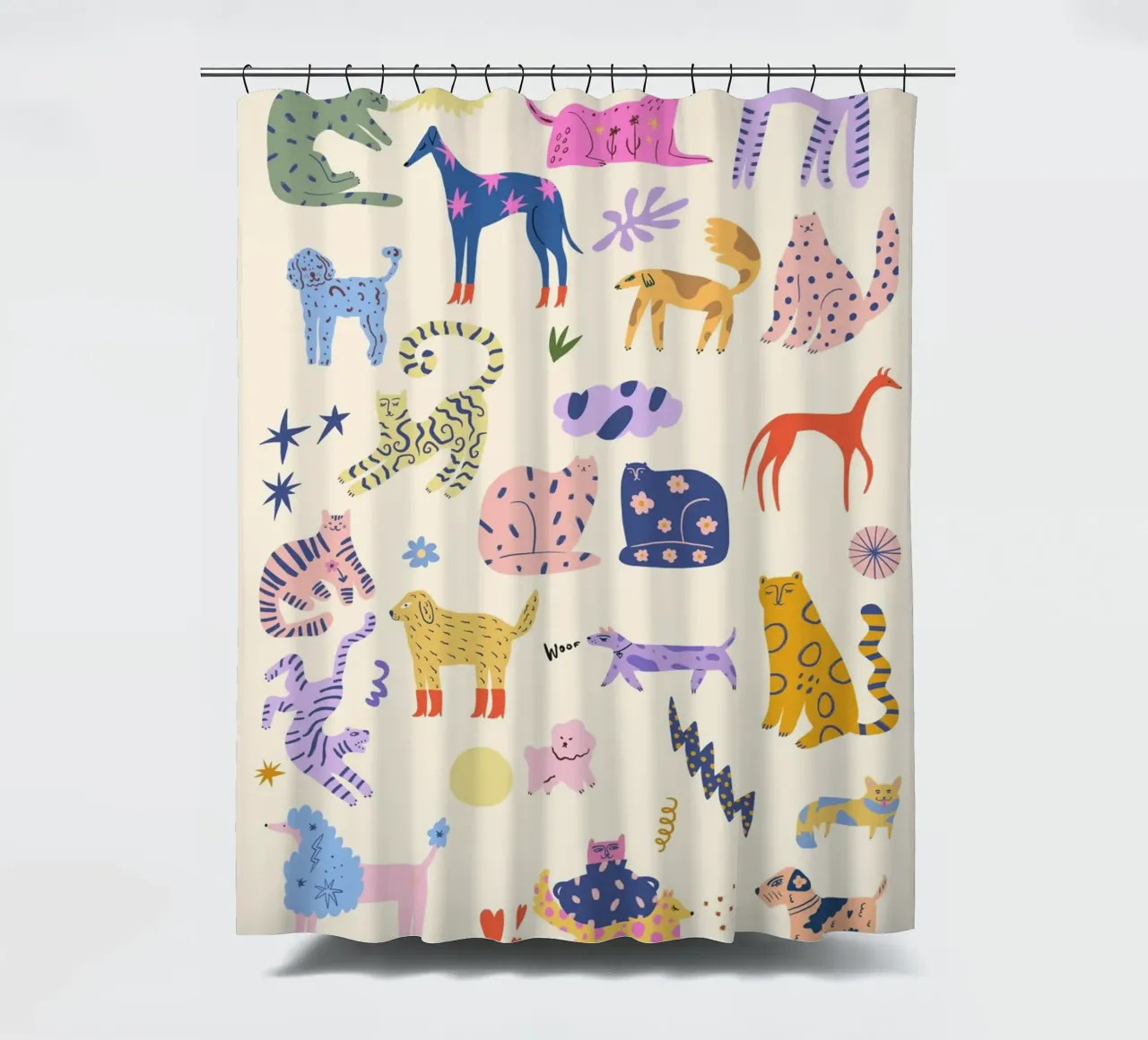 Gatti e cani tenda da doccia da Rose Beck Art