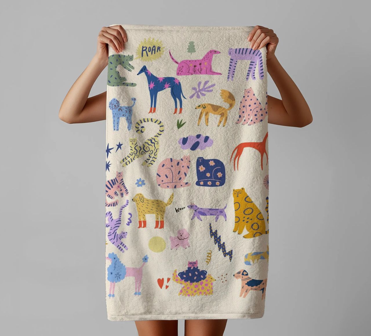 Chats et chiens serviette de bain de Rose Beck Art