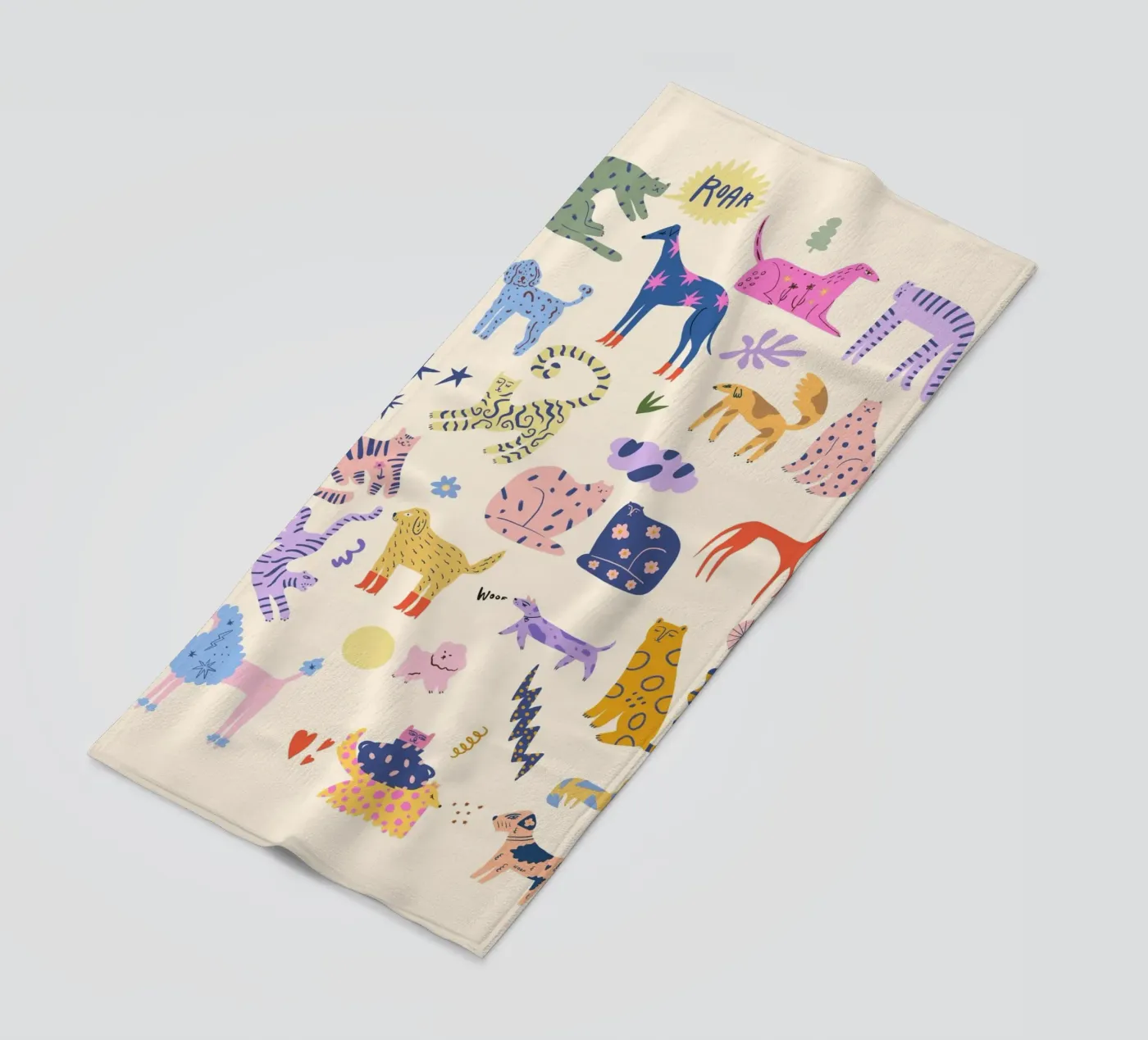 Gatti e cani telo mare da Rose Beck Art