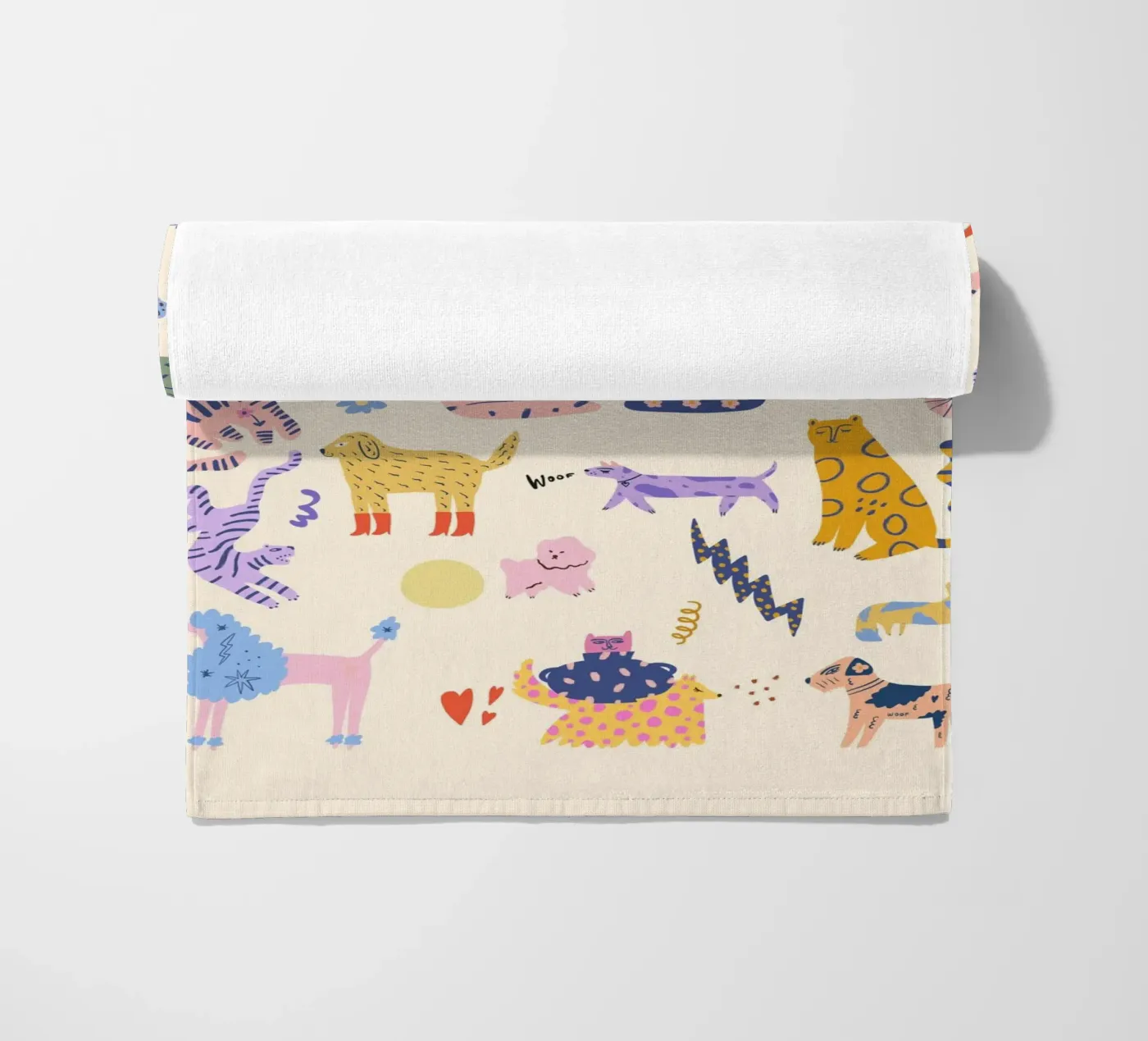 Gatti e cani telo mare da Rose Beck Art