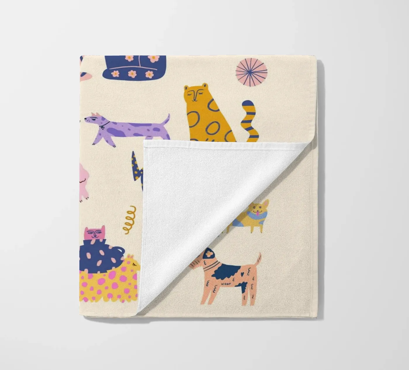 Gatti e cani telo mare da Rose Beck Art