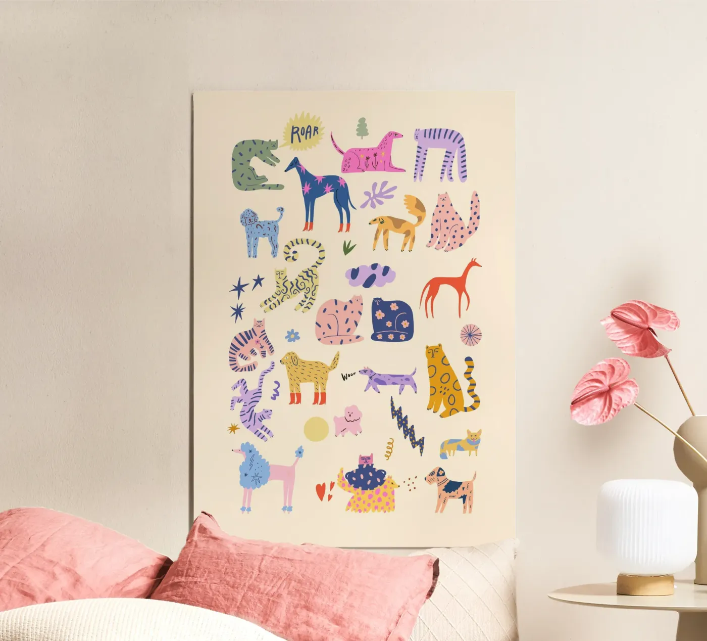Gatti e cani poster da Rose Beck Art