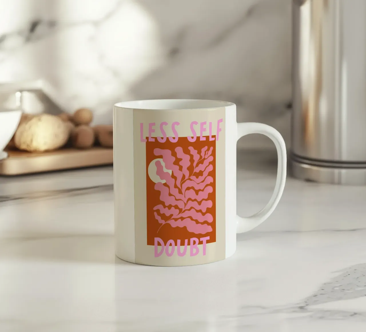 Less Self Doubt Abstract Art tazza in ceramica da GraceDigitalArtCo