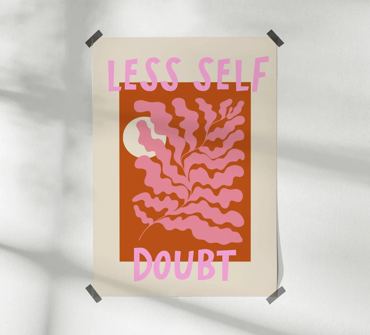 Less Self Doubt Abstract Art poster con telaio in plastica da GraceDigitalArtCo