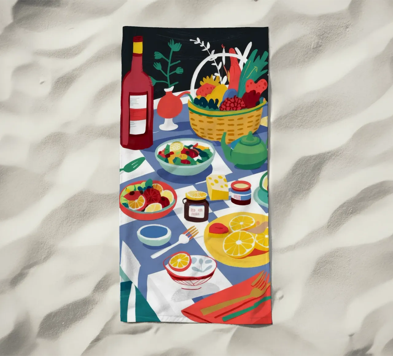Abundant Picnic Spread beach towel by Chroma Haven