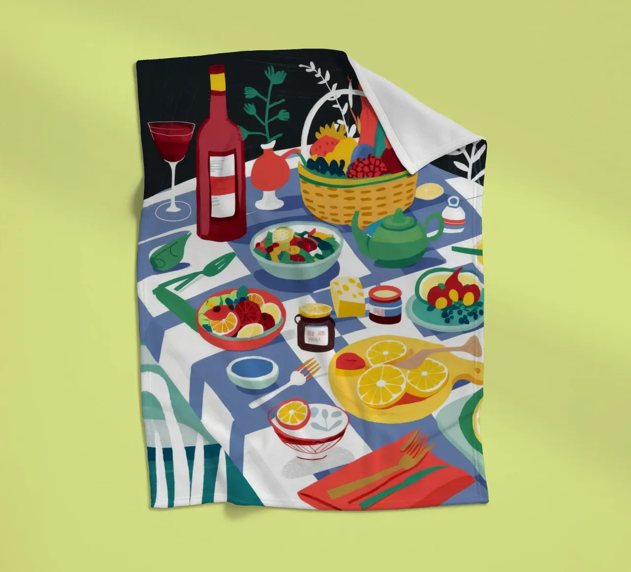 Abundant Picnic Spread fleece blanket by Chroma Haven