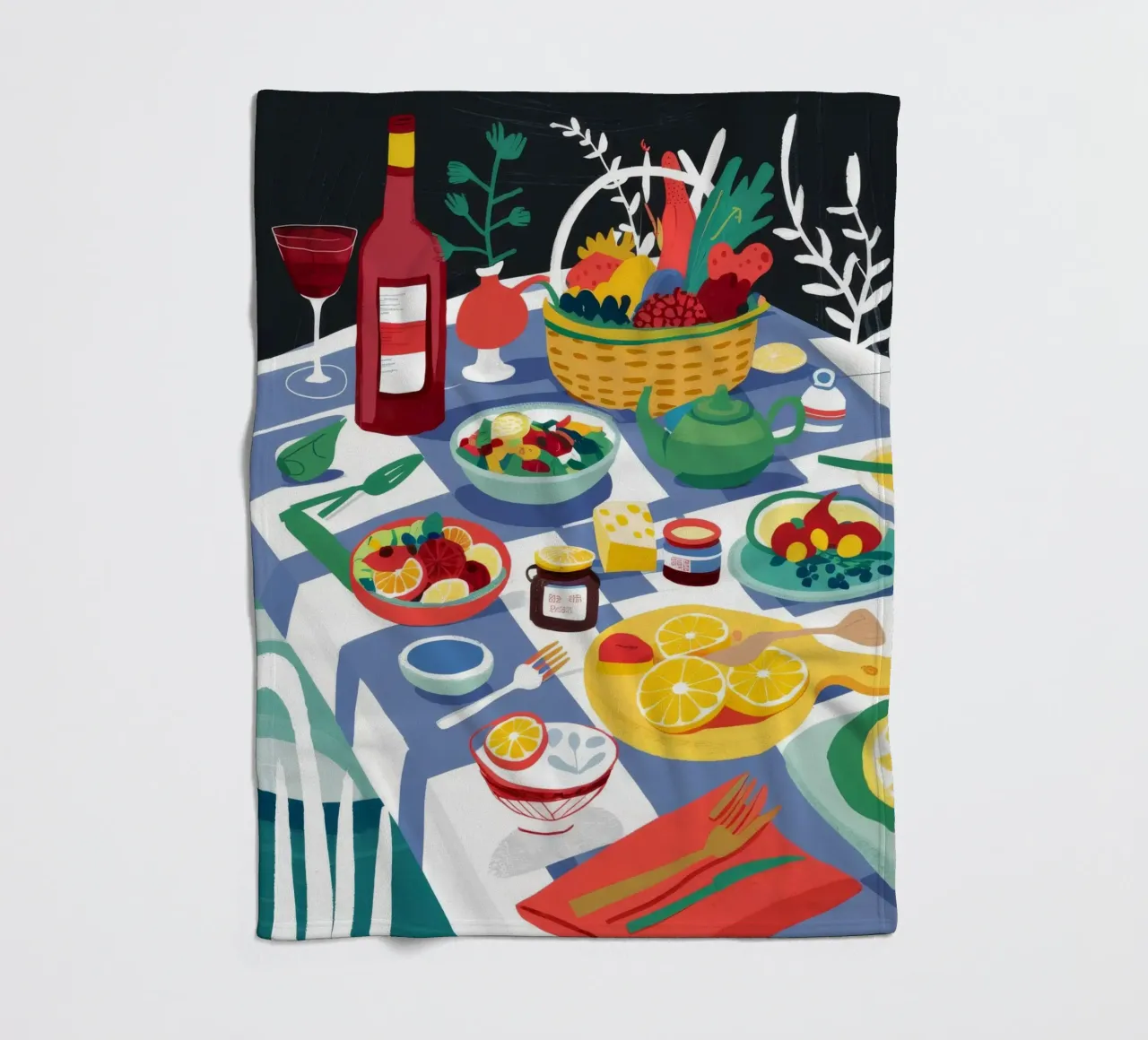 Abundant Picnic Spread fleece blanket by Chroma Haven