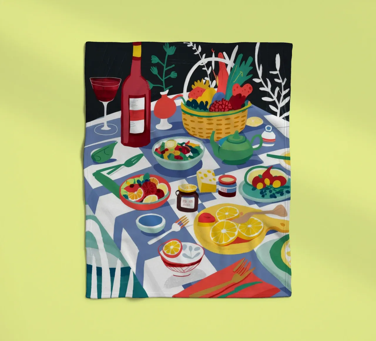 Abundant Picnic Spread fleece blanket by Chroma Haven