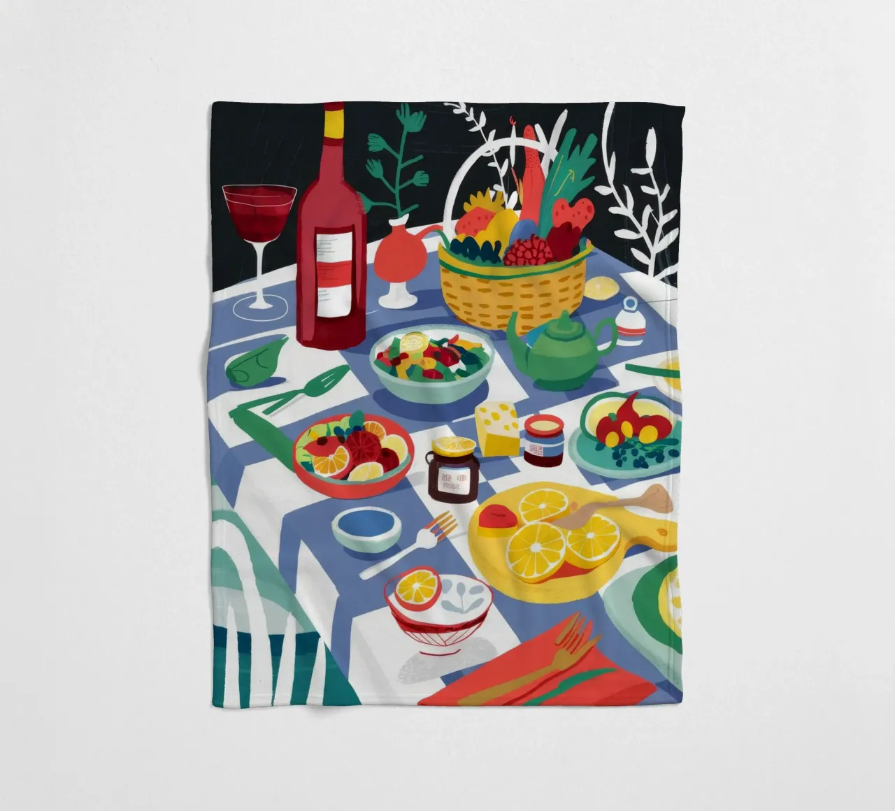 Abundant Picnic Spread fleece blanket by Chroma Haven