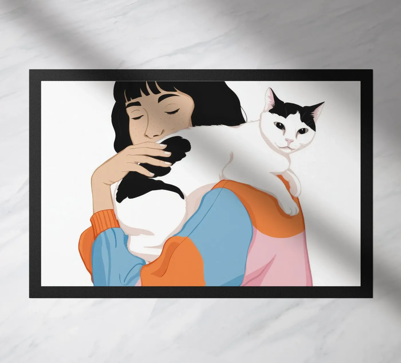 Gentle Cat Affection doormat by Chroma Haven