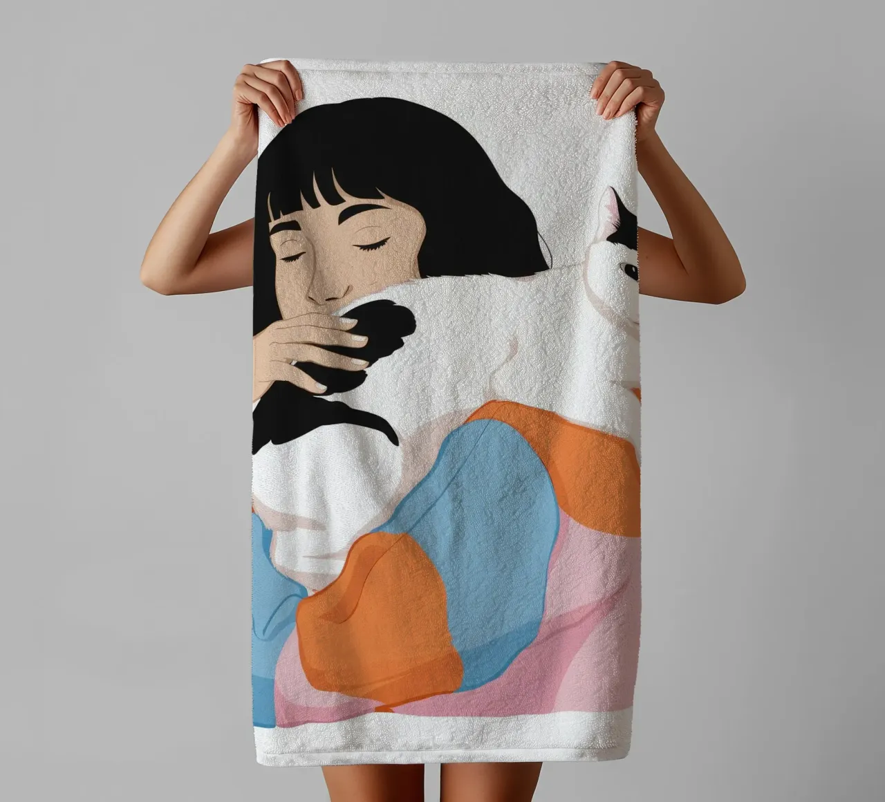 Affection douce pour les chats serviette de bain de Chroma Haven