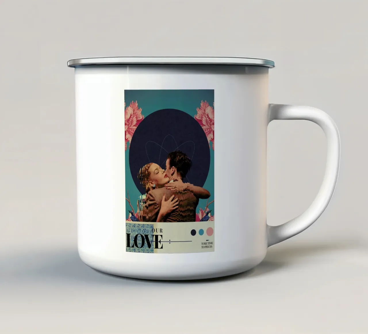Our Love Tore Time To Pieces tazza in smalto da Frank Moth