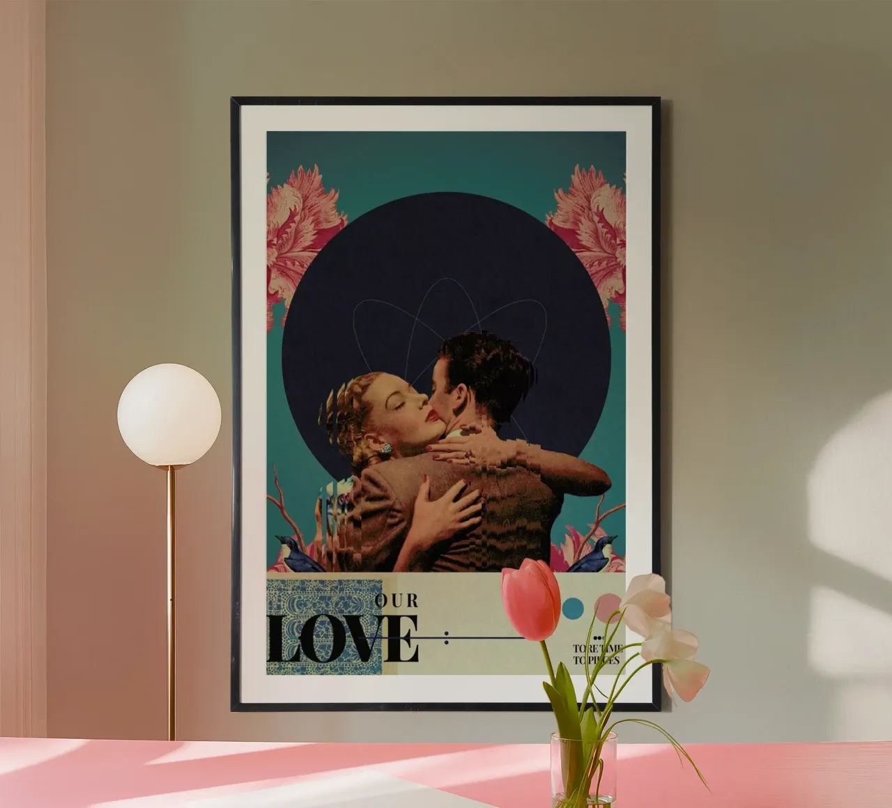 Our Love Tore Time To Pieces poster con telaio in alluminio da Frank Moth
